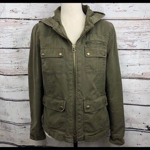 J. Crew Washed N Aged Hooded Utility Jacket